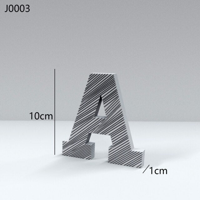 Alphabetic striped letter silicone mold