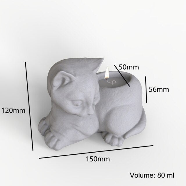 "CS32" Cat shaped candle holder mold